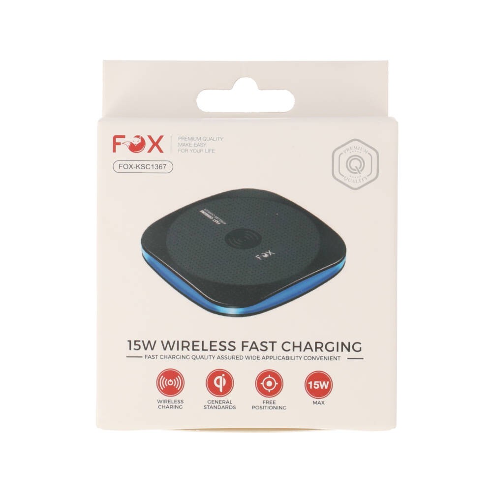 ที่ชาร์จไร้สาย FOX HaloPad 15W Wirelss Fast Charging Black