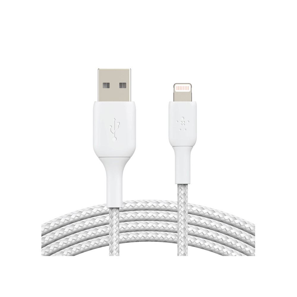 สายชาร์จ Belkin Lightning Cable Double Nylon Braided 1M. White