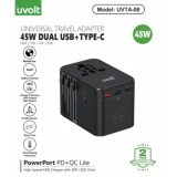 หัวแปลงปลั๊กไฟ Uvolt Universal Travel 45W Dual UVTA-08 Black