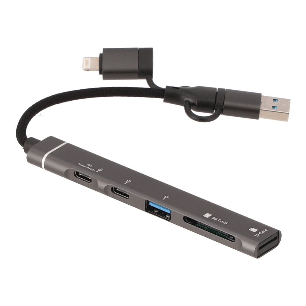 QPLUS USB Type-C Hub 5-in-1 Multifunction Converter Gray