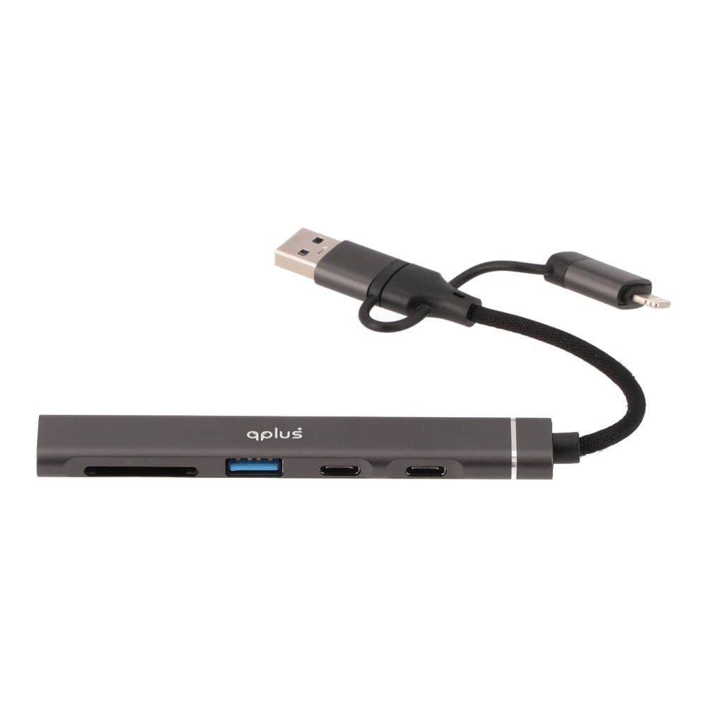 QPLUS USB Type-C Hub 5-in-1 Multifunction Converter Gray