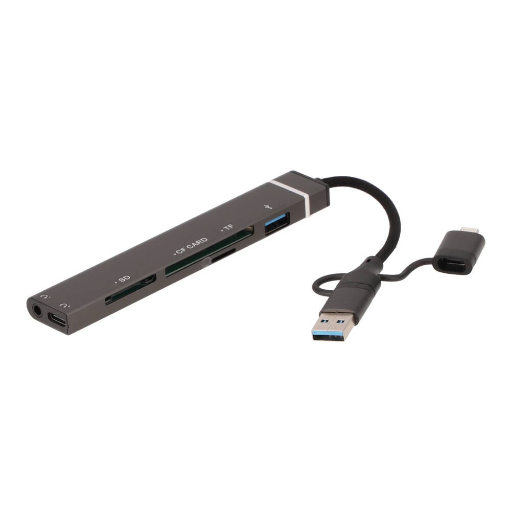 QPLUS USB Type-C Hub 6-in-1 Multifunction Converter Gray