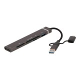 QPLUS USB Type-C Hub 6-in-1 Multifunction Converter Grey