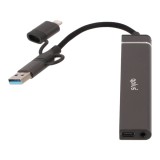 QPLUS USB Type-C Hub 6-in-1 Multifunction Converter Gray