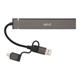 QPLUS USB Type-C Hub 6-in-1 Multifunction Converter Gray