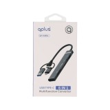 QPLUS USB Type-C Hub 6-in-1 Multifunction Converter Gray