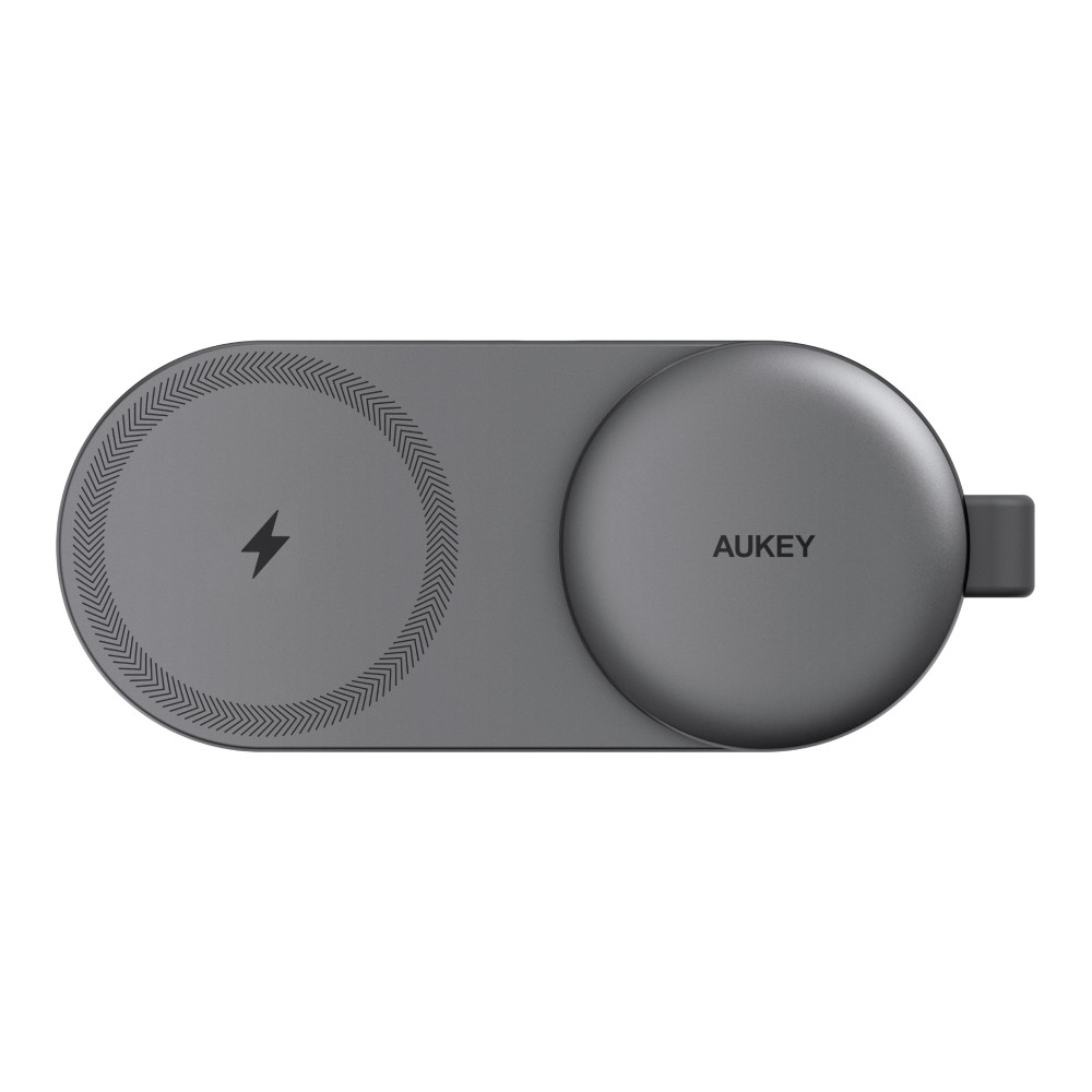 ที่ชาร์จไร้สาย AUKEY 3-in-1 Qi2.2 Wireless Charger Foldable Magnetic Pad 25W Gray (LC-MC314)