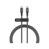 สายชาร์จ Philips USB-C to USB-C Cable 60W Braided 2M Black (DLC5060C/00)