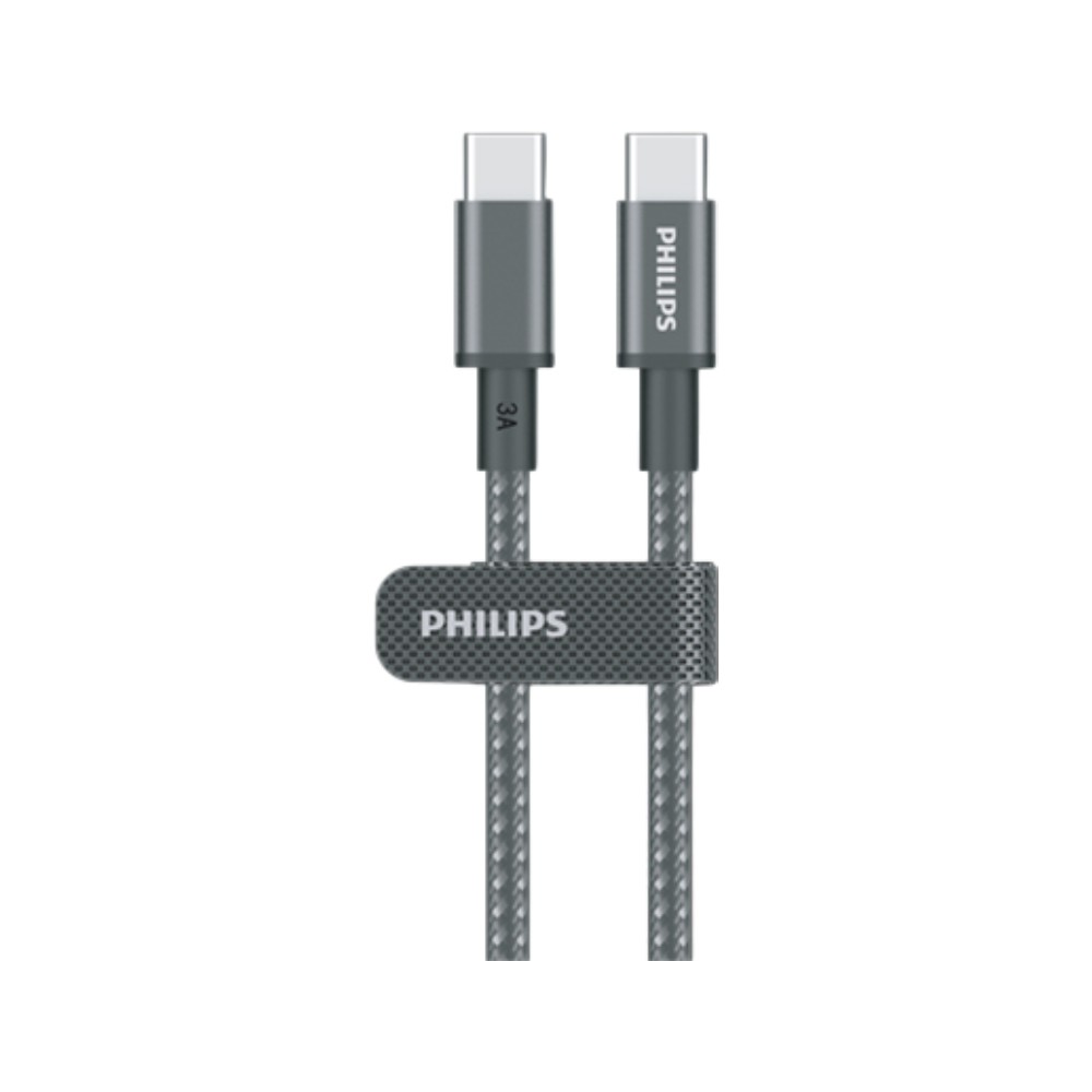 สายชาร์จ Philips USB-C to USB-C Cable 60W Braided 1M Black (DLC5030C/00)