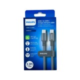 สายชาร์จ Philips USB-C to USB-C Cable 60W Braided 1M Black (DLC5030C/00)
