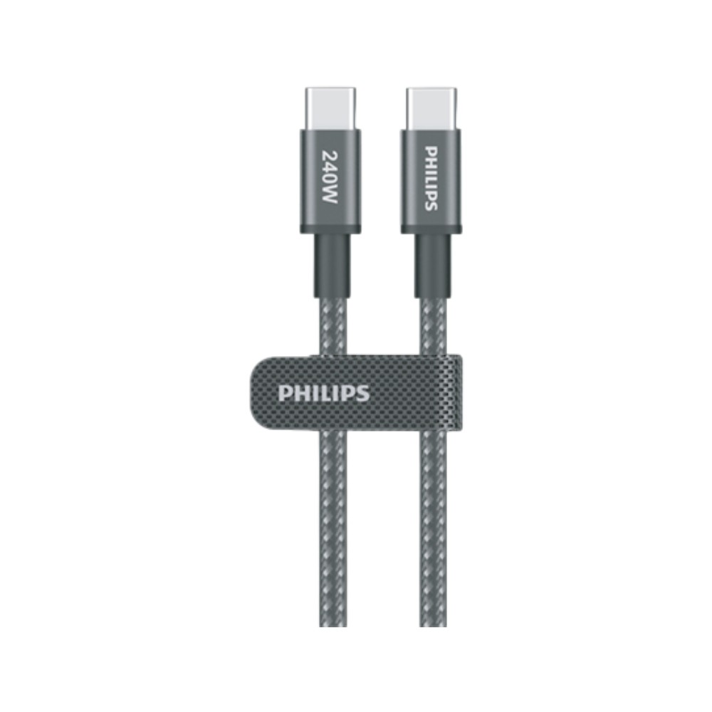 สายชาร์จ Philips USB-C to USB-C Cable 240W Braided 1M Black (DLC7030C/00)