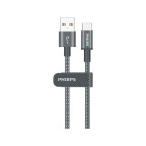 สายชาร์จ Philips USB-A to USB-C Cable 60W Braided 2M Black (DLC5060A/00)