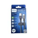 สายชาร์จ Philips USB-A to USB-C Cable 60W Braided 2M Black (DLC5060A/00)