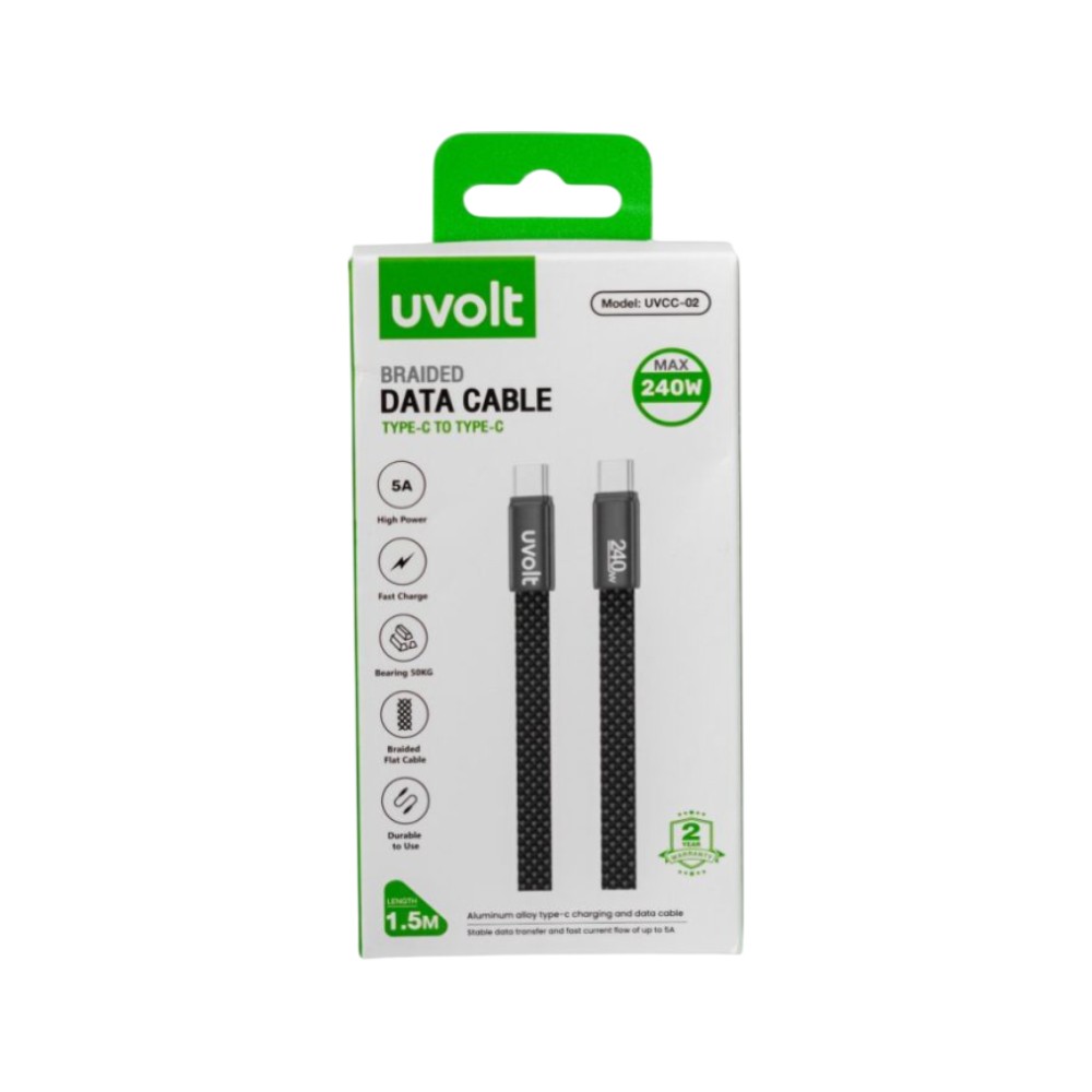 สายชาร์จ UVOLT USB-C to USB-C DATA 240W 1.5M Black (UVCC-02BK)