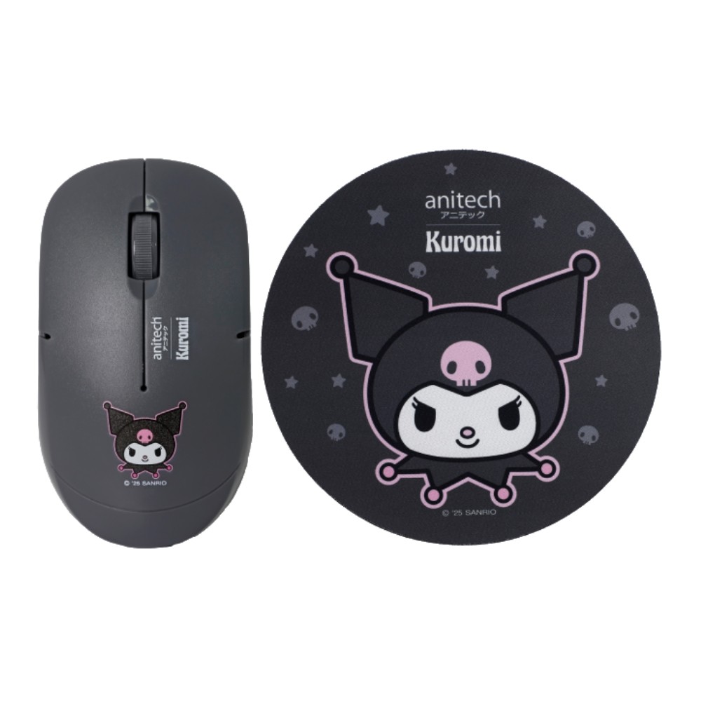Anitech x Sanrio เมาส์ไร้สาย+แผ่นรองเมาส์ KU-WMP01-BK Black