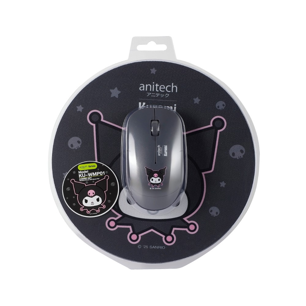Anitech x Sanrio เมาส์ไร้สาย+แผ่นรองเมาส์ KU-WMP01-BK Black