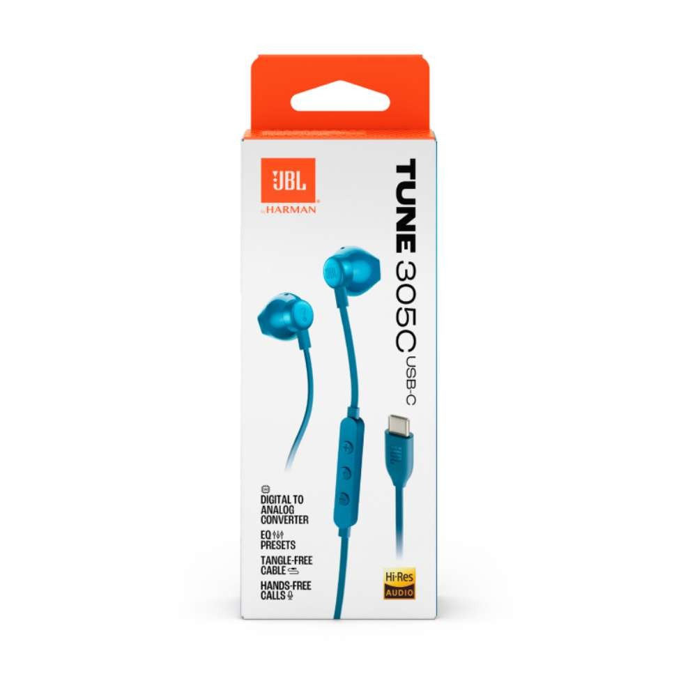 หูฟัง JBL Earbuds with Mic. T305 USB-C Blue