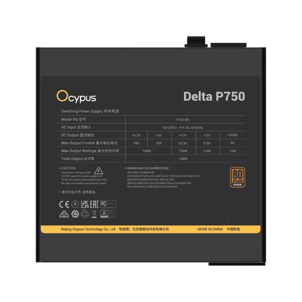 พาวเวอร์ซัพพลาย OCYPUS DELTA P750 80 Plus Bronze