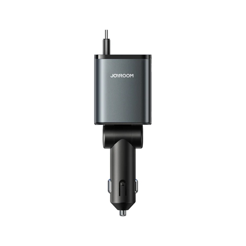 ที่ชาร์จแบตในรถ JOYROOM 3-in-1 Retractable Car Charger 1 USB-A / 1 USB-C / USB-C Cable (PD45W) Dark Gray (JR-CCL07)