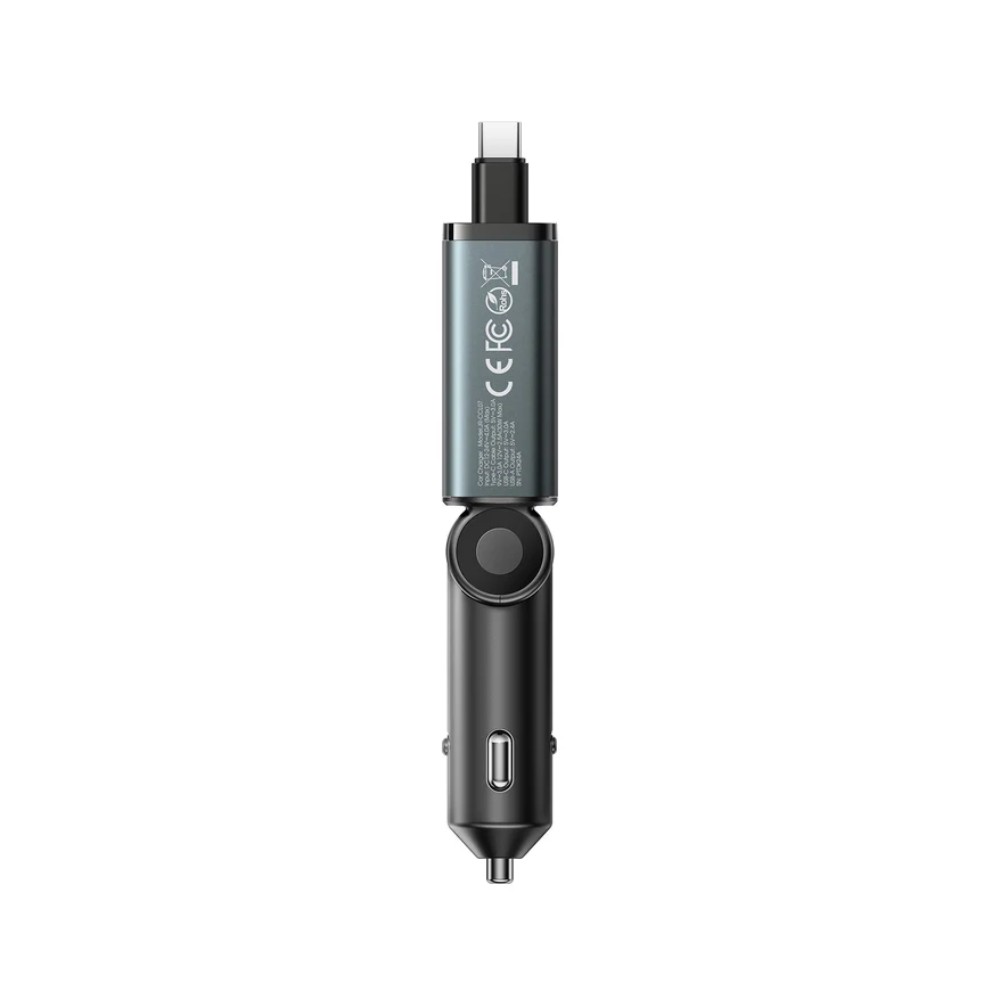 ที่ชาร์จแบตในรถ JOYROOM 3-in-1 Retractable Car Charger 1 USB-A / 1 USB-C / USB-C Cable (PD45W) Dark Gray (JR-CCL07)