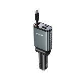 ที่ชาร์จแบตในรถ JOYROOM 3-in-1 Retractable Car Charger 1 USB-A / 1 USB-C / USB-C Cable (PD45W) Dark Gray (JR-CCL07)