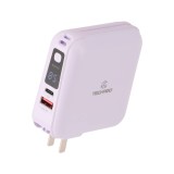 พาวเวอร์แบงค์ TECHPRO 15000 mAh built-in Lightning/Type-C cable (BC19) N Purple