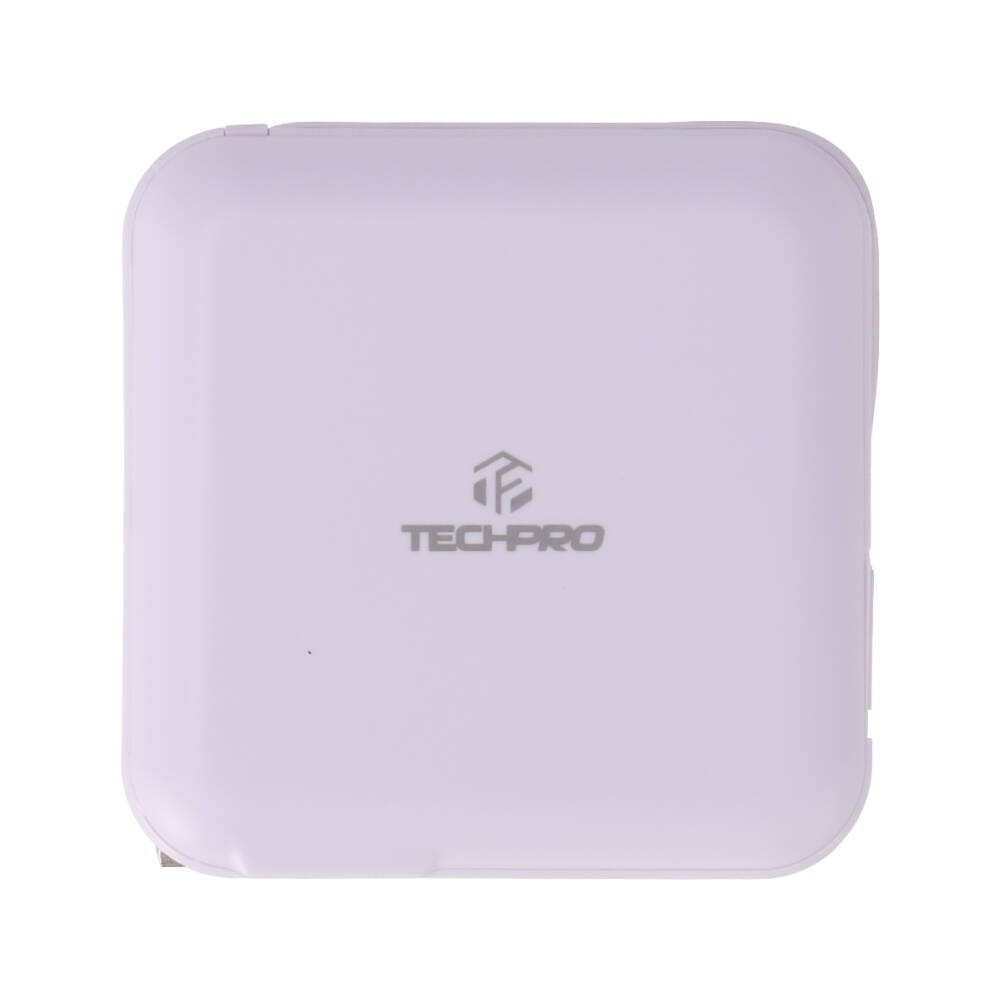 พาวเวอร์แบงค์ TECHPRO 15000 mAh built-in Lightning/Type-C cable (BC19) N Purple