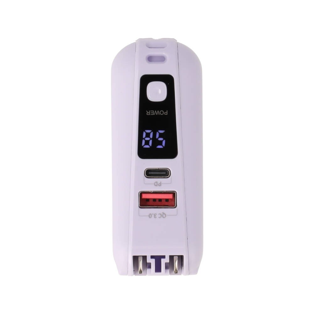พาวเวอร์แบงค์ TECHPRO 15000 mAh built-in Lightning/Type-C cable (BC19) N Purple