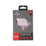 พาวเวอร์แบงค์ TECHPRO 15000 mAh built-in Lightning/Type-C cable (BC19) N Purple