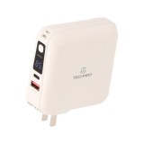 พาวเวอร์แบงค์ TECHPRO 15000 mAh built-in Lightning/Type-C cable (BC19) N White