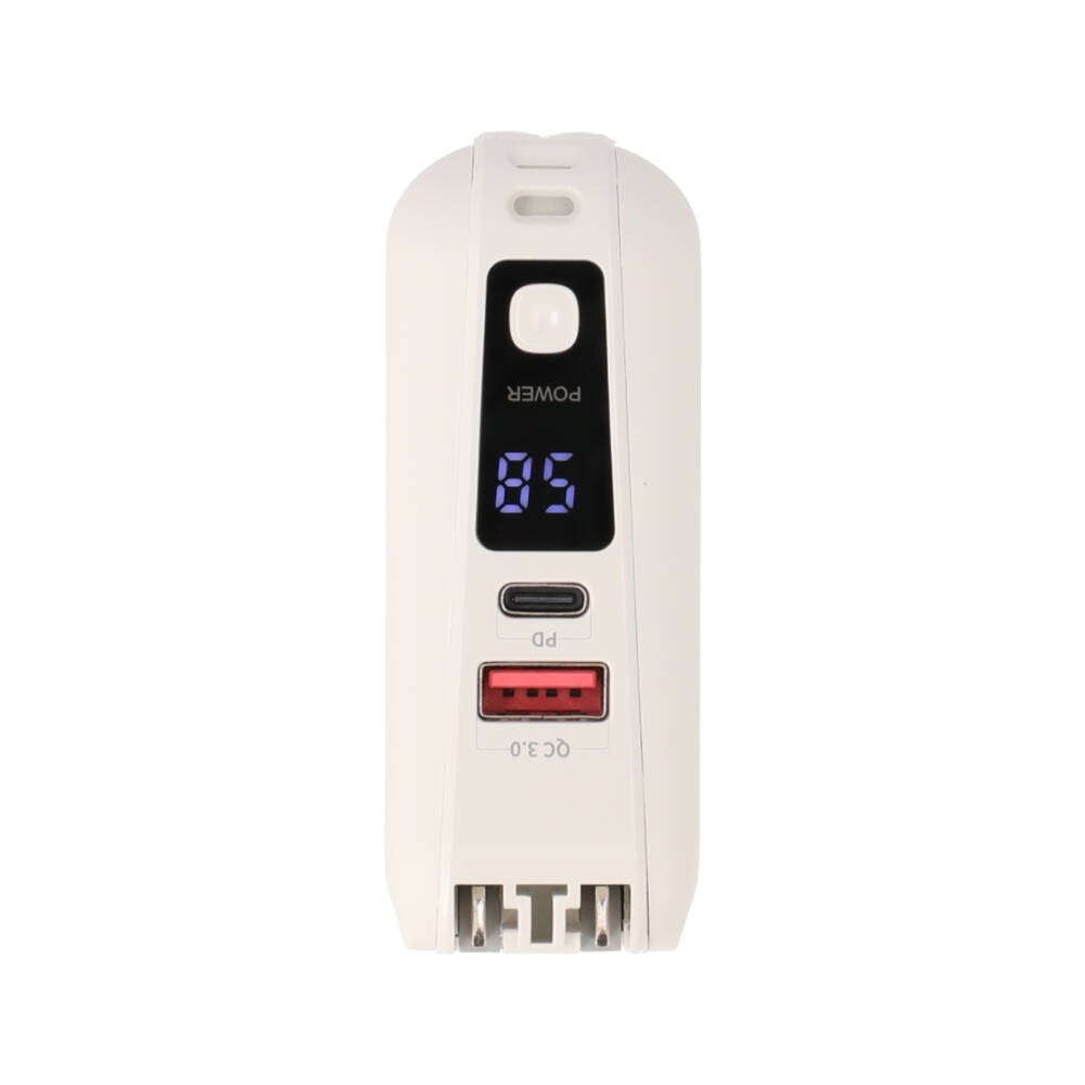 พาวเวอร์แบงค์ TECHPRO 15000 mAh built-in Lightning/Type-C cable (BC19) N White