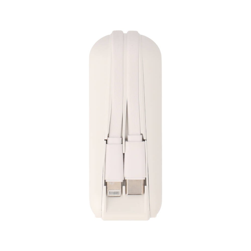 พาวเวอร์แบงค์ TECHPRO 15000 mAh built-in Lightning/Type-C cable (BC19) N White