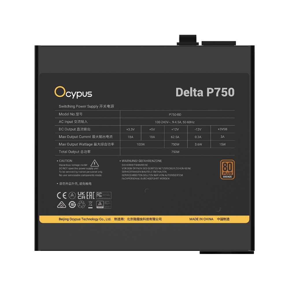 พาวเวอร์ซัพพลาย OCYPUS Delta P750 80 Plus Bronze