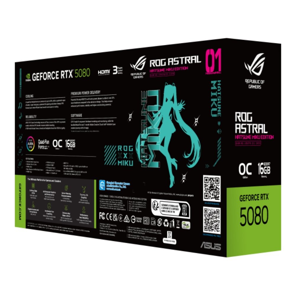 การ์ดจอ ASUS ROG Astral GeForce RTX 5080 16GB GDDR7 OC HATSUNE MIKU EDITION