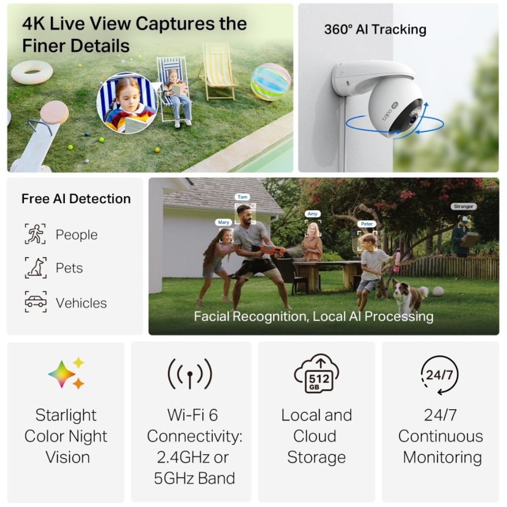 กล้องวงจรปิด TP-Link Tapo C560WS 4K 8MP Outdoor Pan/Tilt Security Wi-Fi Camera