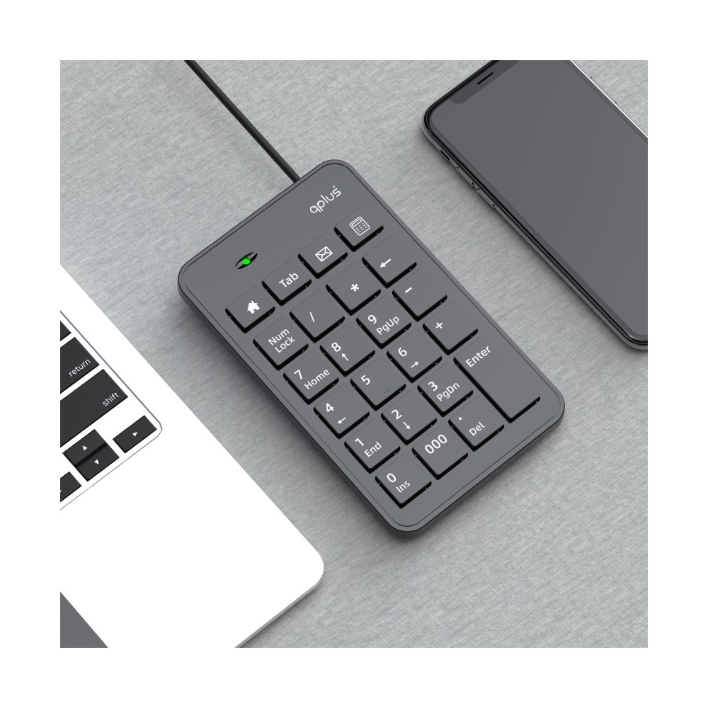 คีย์บอร์ดตัวเลข QPLUS Wired Numeric Keypad 1810 Black