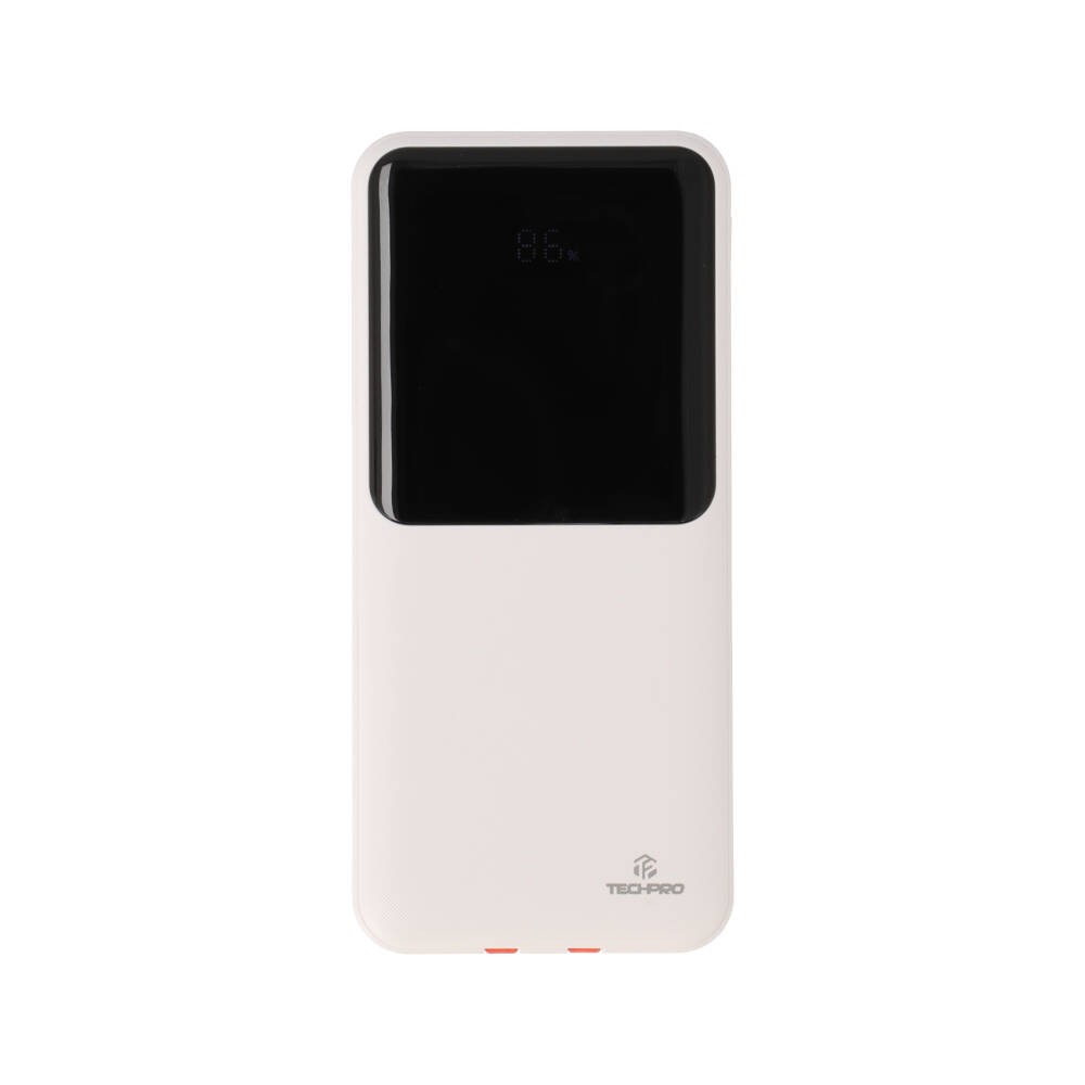 พาวเวอร์แบงค์ TECHPRO 10000 mAh PD with Built-in USB-C/Lighting W1081C White (CCC)