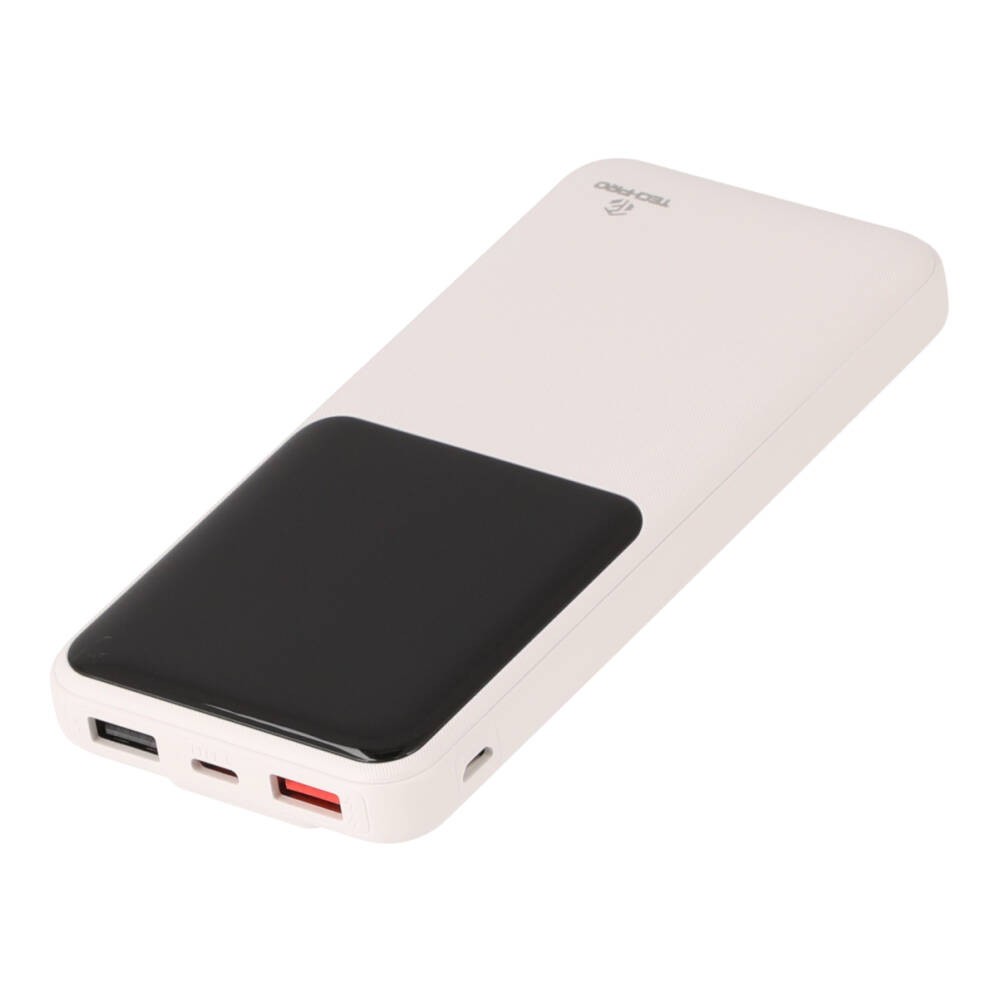 พาวเวอร์แบงค์ TECHPRO 10000 mAh PD with Built-in USB-C/Lighting W1081C White (CCC)
