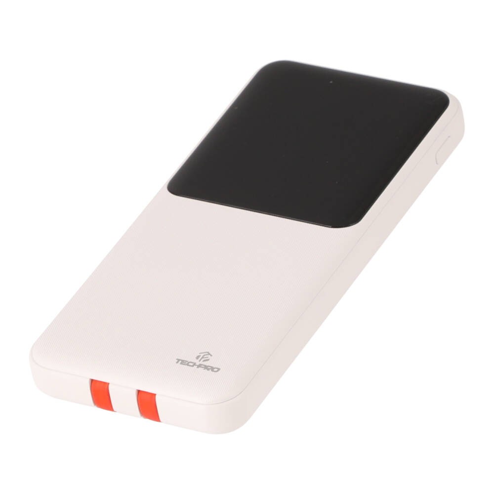 พาวเวอร์แบงค์ TECHPRO 10000 mAh PD with Built-in USB-C/Lighting W1081C White (CCC)