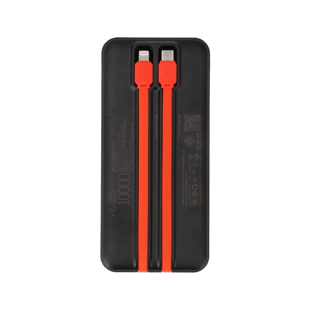 พาวเวอร์แบงค์ TECHPRO 10000 mAh PD with Built-in USB-C/Lighting W1081C Black (CCC)