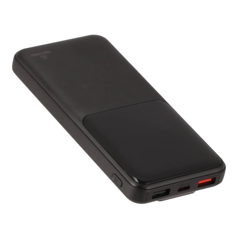 พาวเวอร์แบงค์ TECHPRO 10000 mAh PD with Built-in USB-C/Lighting W1081C Black (CCC)