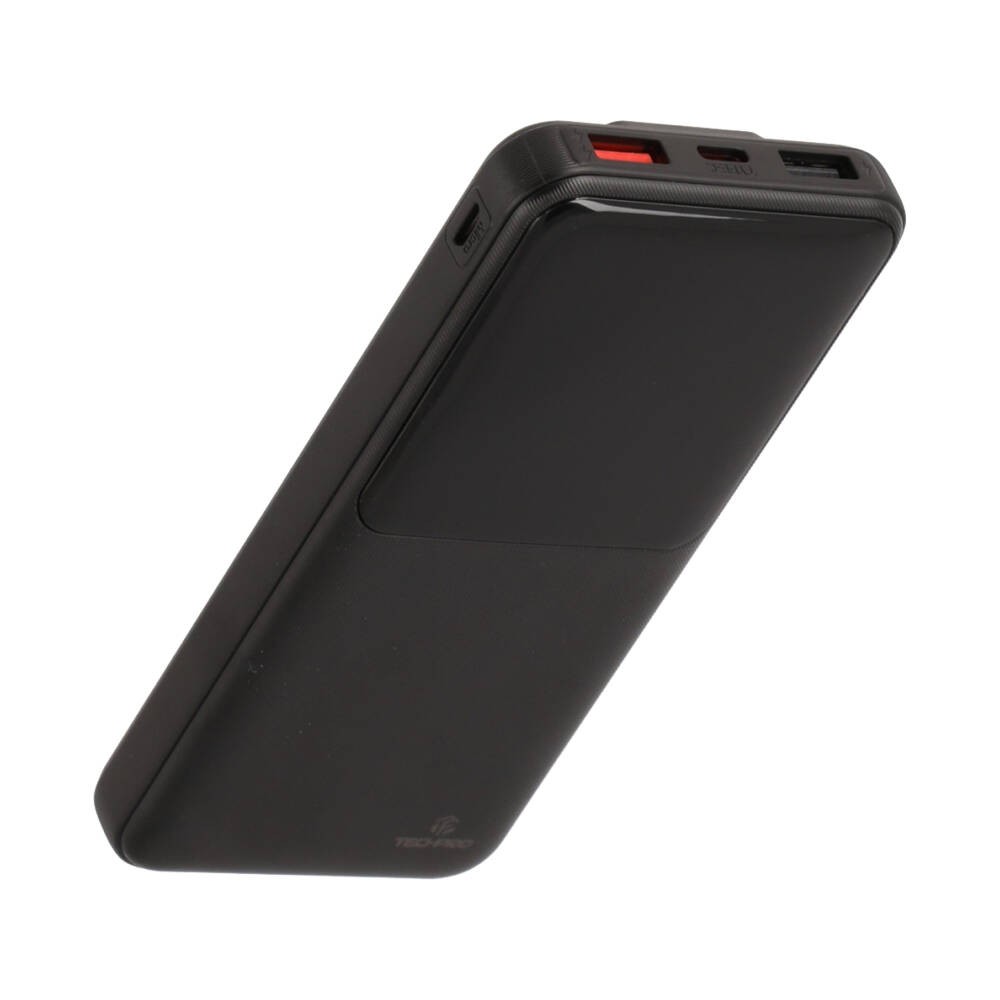 พาวเวอร์แบงค์ TECHPRO 10000 mAh PD with Built-in USB-C/Lighting W1081C Black (CCC)