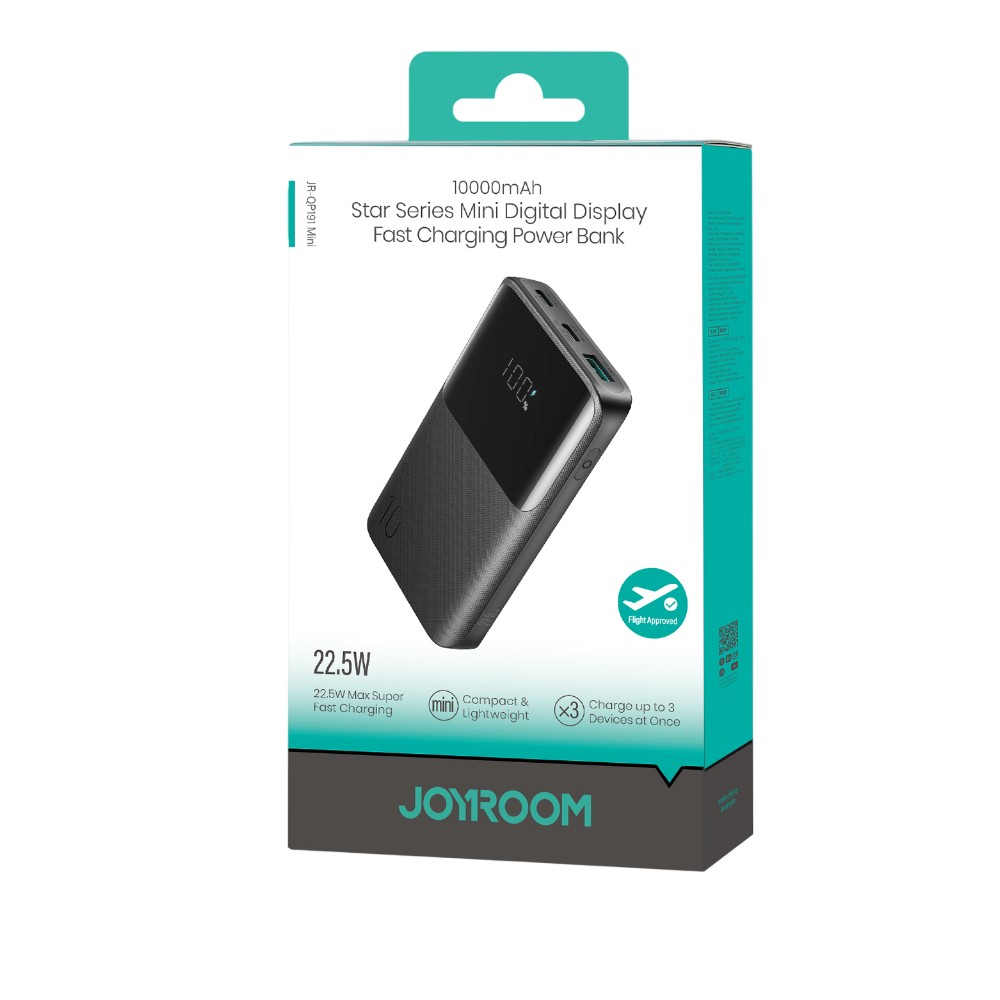 พาวเวอร์แบงค์ JOYROOM 10,000mAh Star Series Mini 22.5W JR-QP191mini Black (CCC)