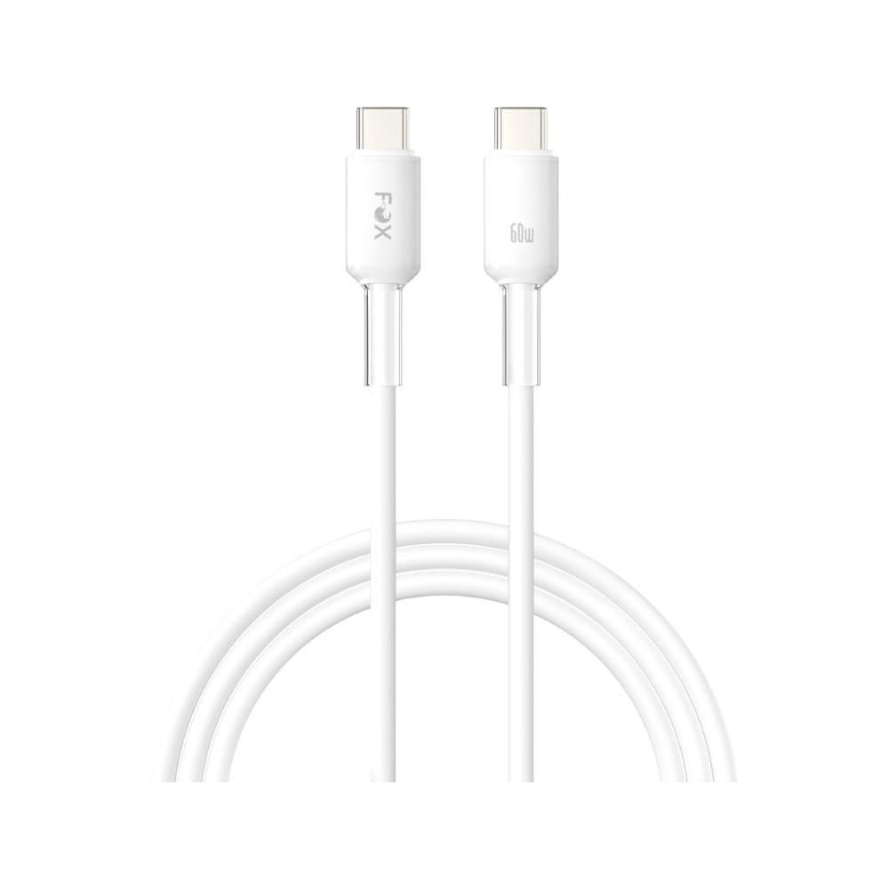 สายชาร์จ FOX USB-C to USB-C 60W Smooth Touch Silicone 2M (WI-C063) White