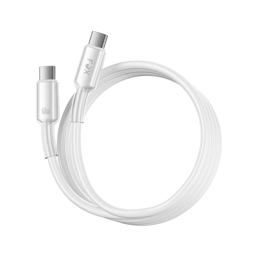 สายชาร์จ FOX USB-C to USB-C 60W Smooth Touch Silicone 2M (WI-C063) White
