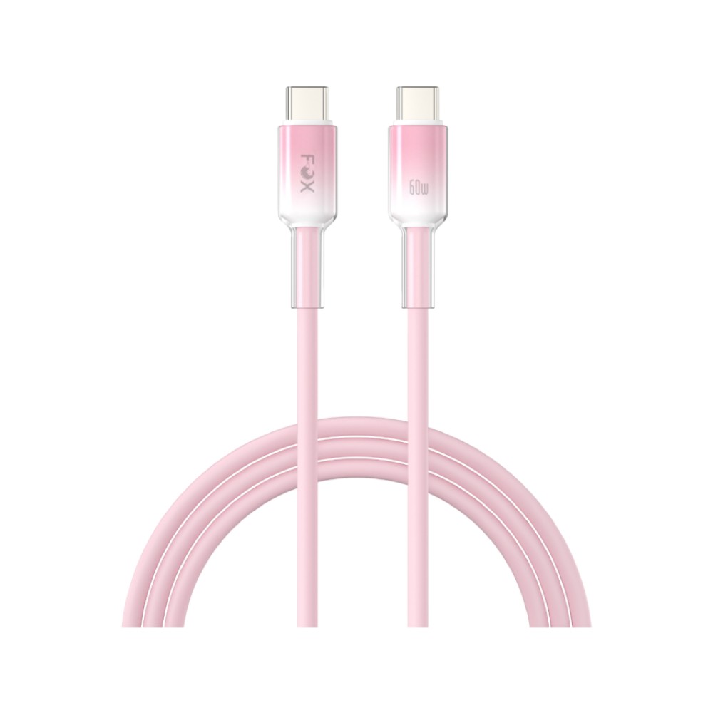 สายชาร์จ FOX USB-C to USB-C 60W Smooth Touch Silicone 2M (WI-C063) Pink