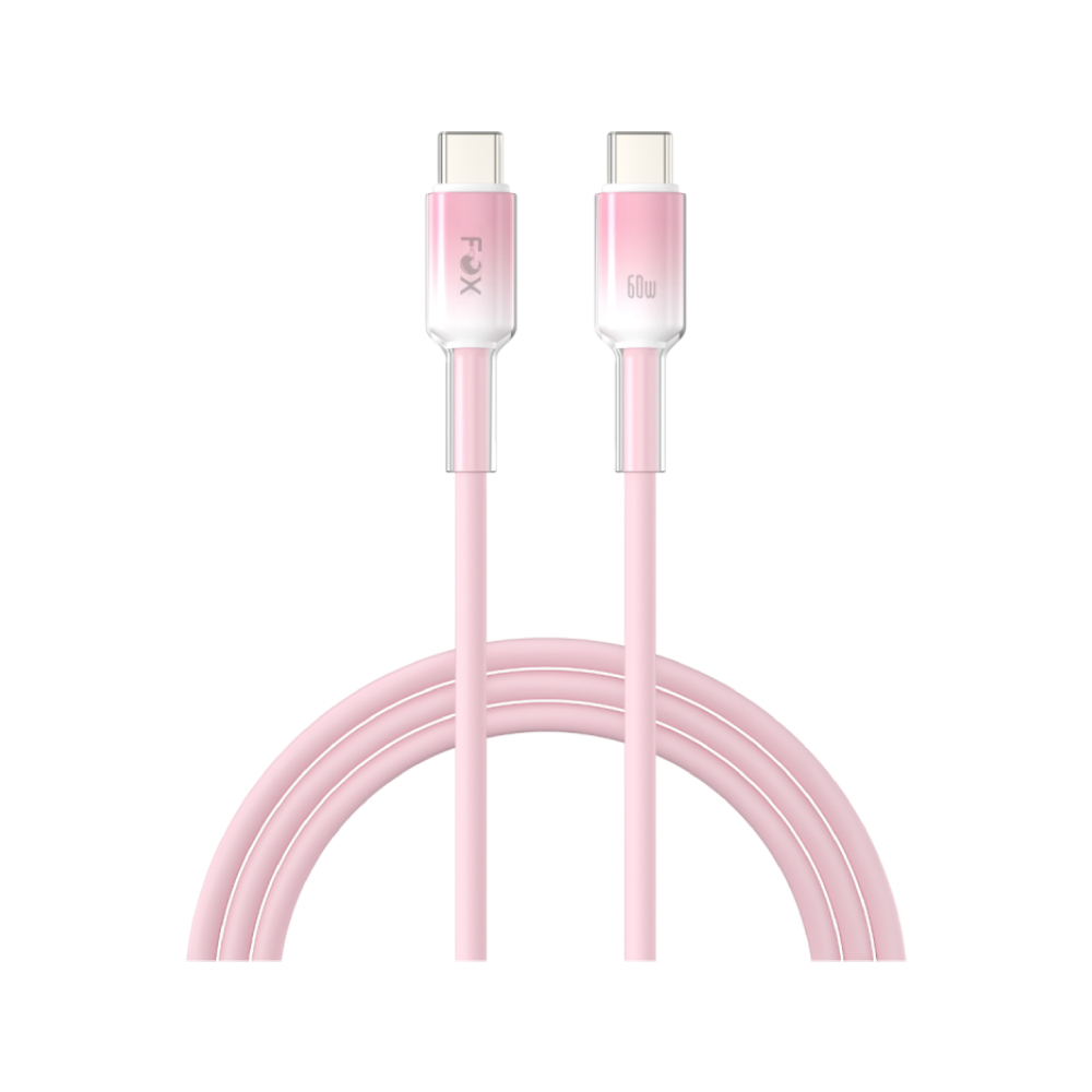 FOX USB-C to USB-C Cable 60W Smooth Touch Silicone 2M (WI-C063) Pink