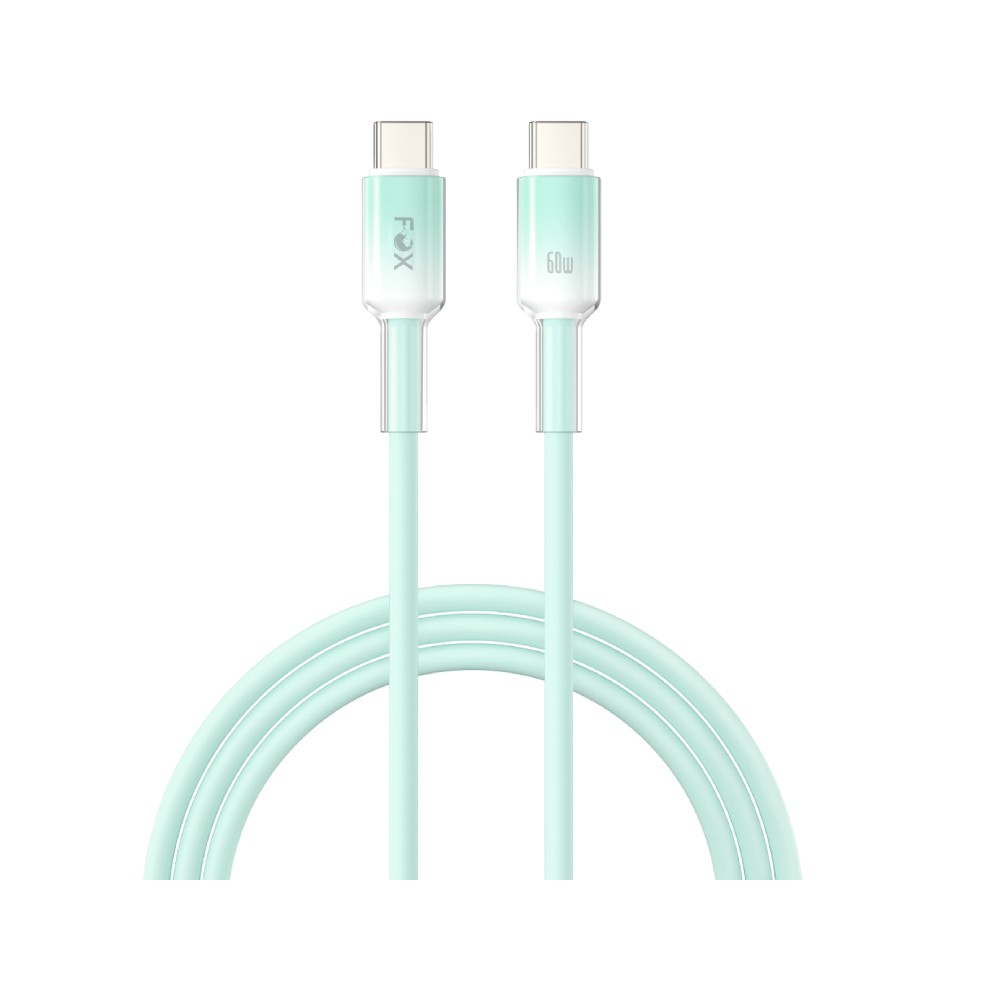 สายชาร์จ FOX USB-C to USB-C 60W Smooth Touch Silicone 2M (WI-C063) Green