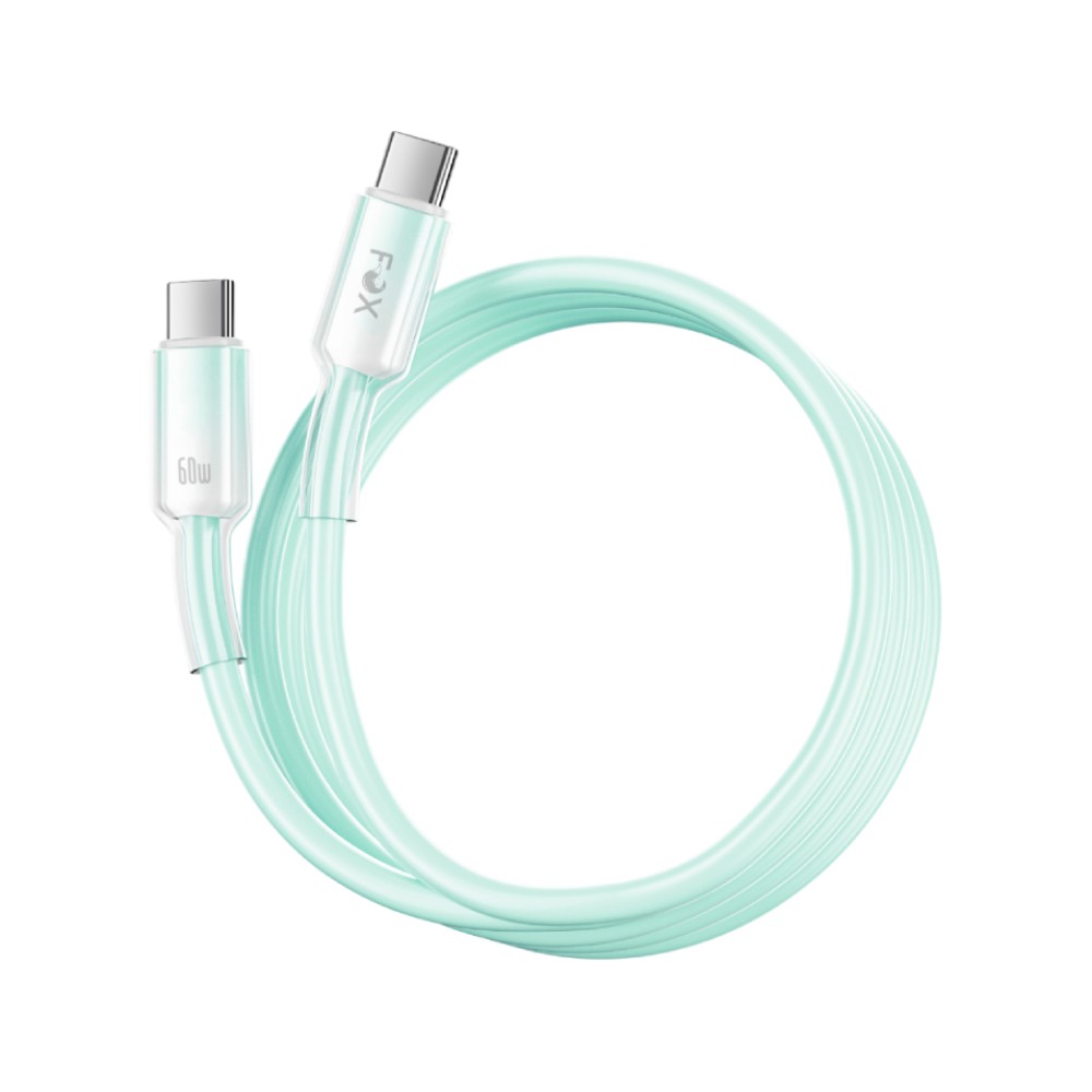 สายชาร์จ FOX USB-C to USB-C 60W Smooth Touch Silicone 2M (WI-C063) Green