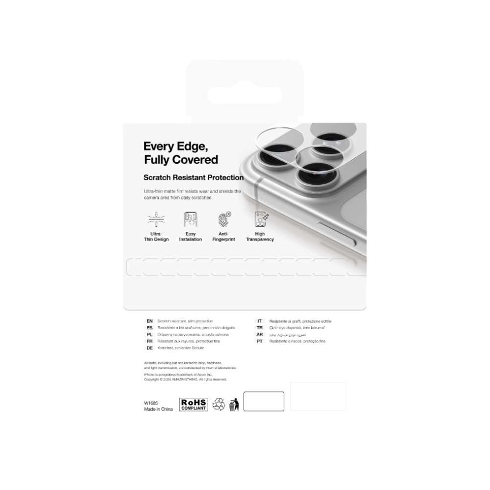 ฟิล์มกันรอยฐานกล้อง AMAZINGthing iPhone 17 Pro Camera Lens Module Protector Clear Matte